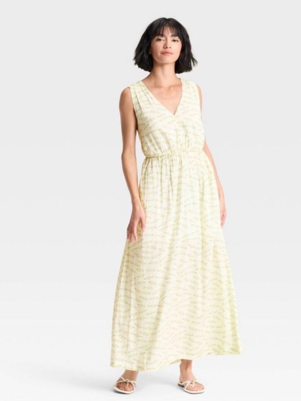 a new day fish Printed V-Neck Midi Dress